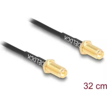 Koaksialinis kabelis DELOCK 90893 RG-174 0,32 m RP-SMA – RP-SMA juodas