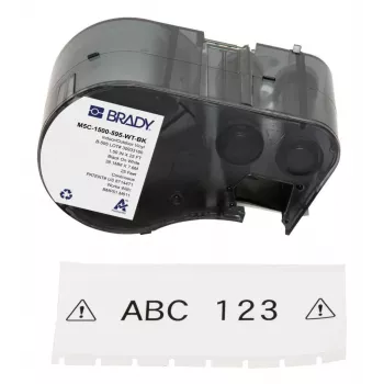 Brady M5C-1500-595-WT-BK vinilo juosta, juoda į baltą, 38,10 mm x 7,62 m, nuolatinė, nuolatinė (170944)