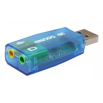 USB išorinė garso kortelė Gembird Virtus2 — USB sąsaja, 3,5 mm ausinėms, mėlyna permatoma