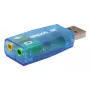 USB išorinė garso kortelė Gembird Virtus2 — USB sąsaja, 3,5 mm ausinėms, mėlyna permatoma