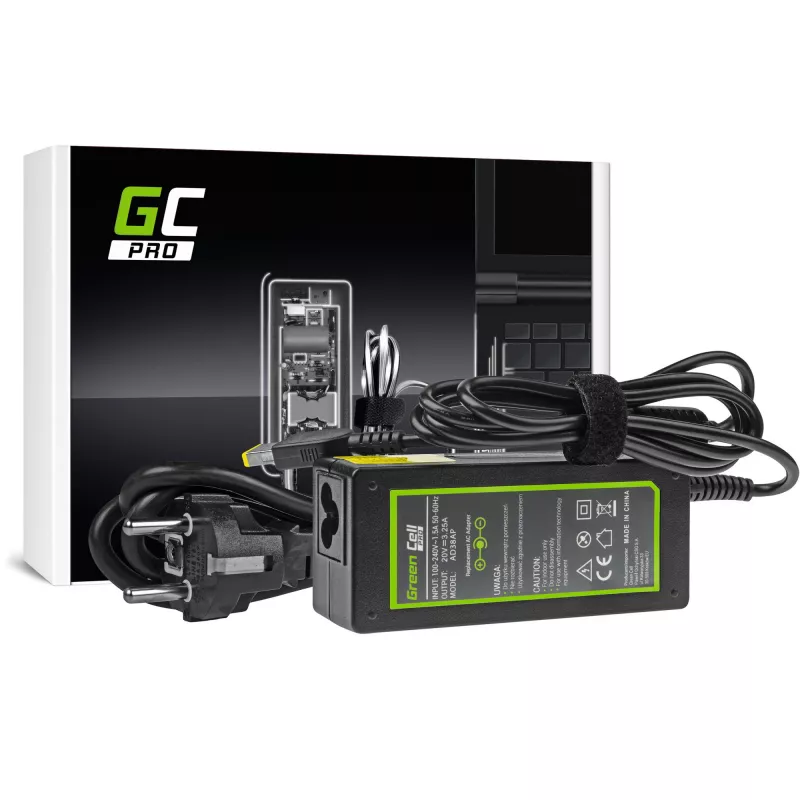 Maitinimo adapteris Green Cell AD38AP 65W, skirta Lenovo nešiojamiesiems kompiuteriams, 20V 3,25A, 1,2 m laidas, juodas
