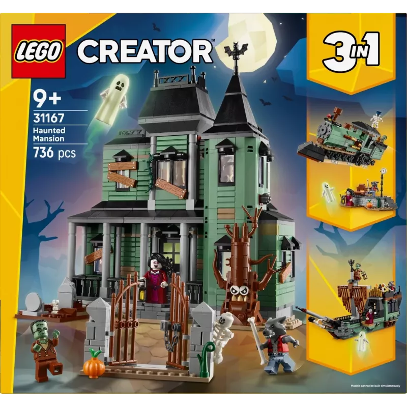Konstruktorius LEGO Creator 3-in-1 Haunted House modelis 31167 – 736 detalių, 3 modeliai, 5 minifigūrėlės