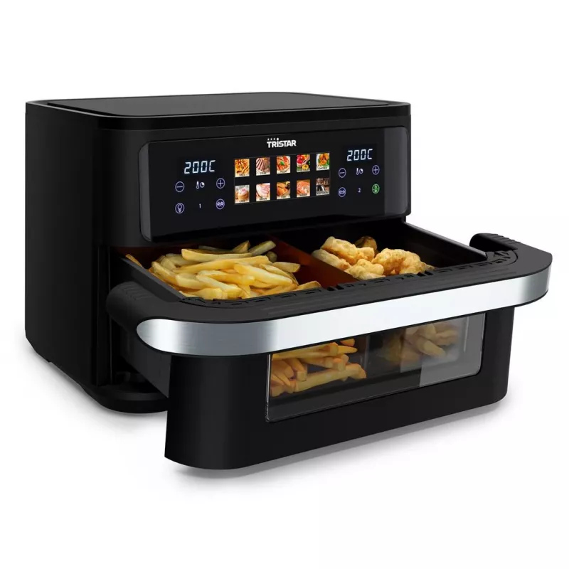 Karšto oro gruzdintuvė Tristar FR-9078 Dviguba 10 L, 2800 W, jutiklinis valdymas, LCD, juoda/nerūdijantis plienas