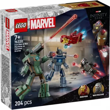 Konstruktorius LEGO Marvel Super Heroes Geležinis žmogus ir karo mašina rinkinys 76320, 204 detalės, 2 minifigūrėlės, 100 mm aukštis