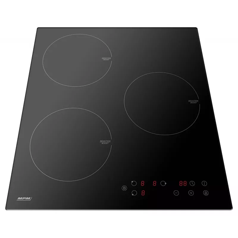 Indukcinė kaitlentė MPM MPM-45-IM-14, įmontuojama, 3 zonos (180 mm), stiklo keramika, 6000 W, jutiklinis valdymas