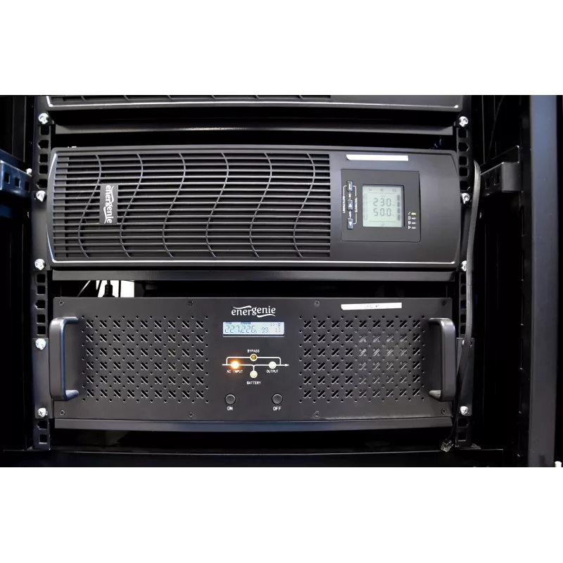 Gembird UPS stovo 19'' 3.4U 1500VA, 4x IEC 230V išėjimai, IEC14 įėjimas, RJ11, USB, LCD, Line-Interactive 1.5 kVA 900 W 4 lizdai