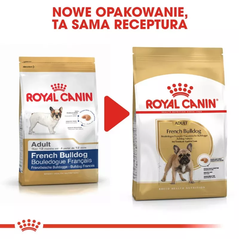 Sausas šunų ėdalas Royal Canin French Bulldog Adult 9 kg – kiauliena, 26% baltymų, 18% riebalų
