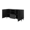 Komoda cama meble ABETO 150x42x82 cm, blizgi juoda, MDF rėmas, 1 stalčius