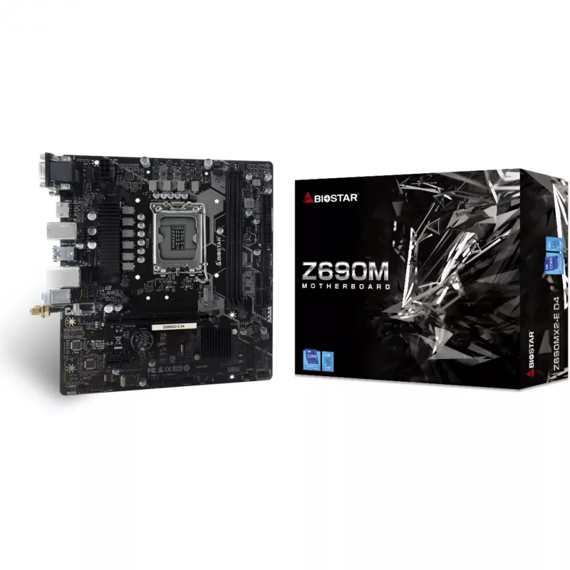 Motininė plokštė BIOSTAR Z690MX2-E D4 micro ATX, Intel Z690, LGA 1700, DDR4, 2x DIMM, 64GB, 2.5Gb LAN, 4x SATA III, 1x M.2
