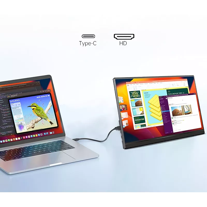 Nešiojamas monitorius nešiojamiesiems kompiuteriams, telefonams ir konsolėms Extralink Smart Life 14, USB-C/micro-HDMI