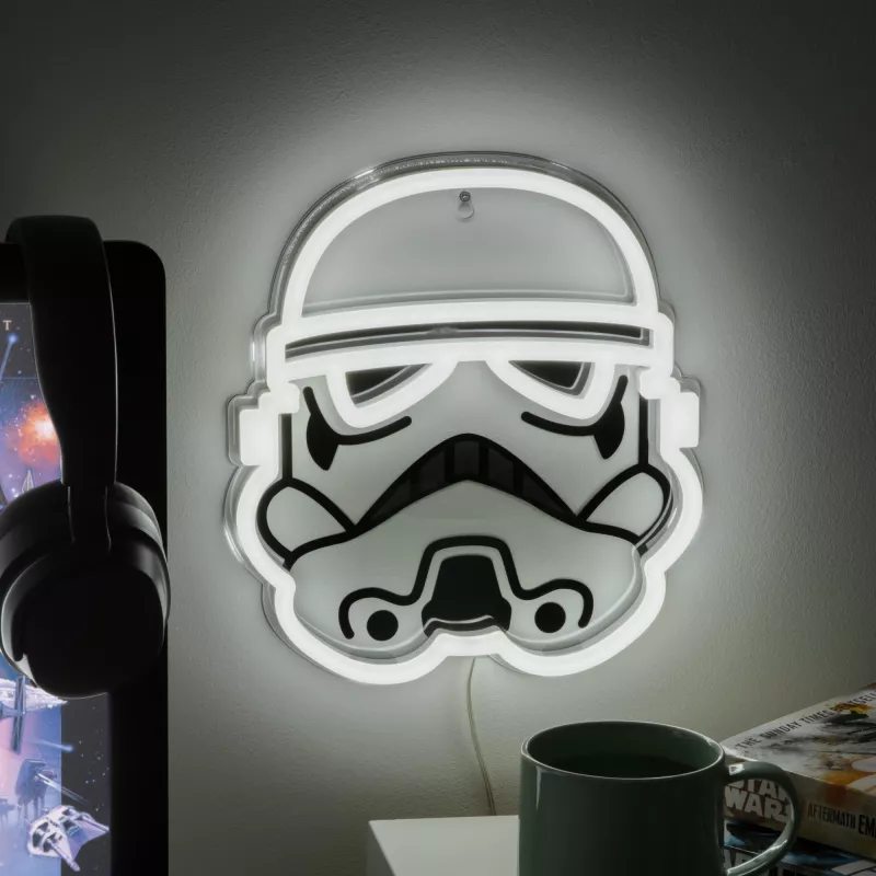 LED neoninė sieninė lempa Paladone Stormtrooper modelis PP14595SWVN, dekoratyvinis „Žvaigždžių karų“ apšvietimas