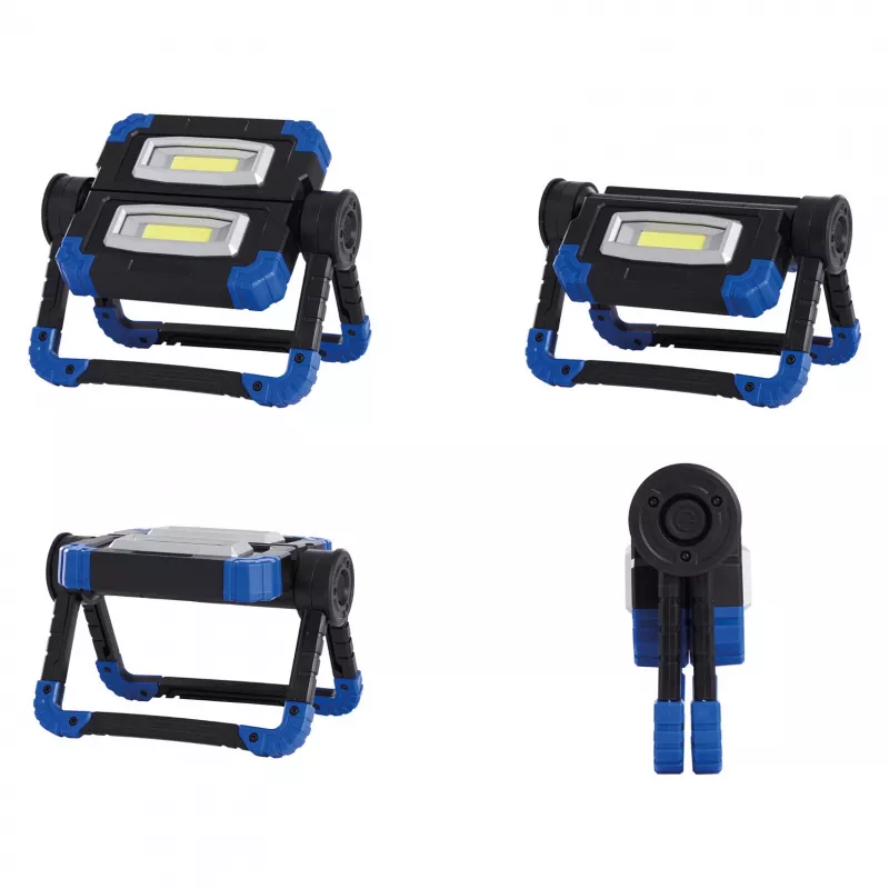 Statybinis prožektorius RealPower 463617, LED 10 W, 2 lemputės, baterija AA, IPX2, juodas