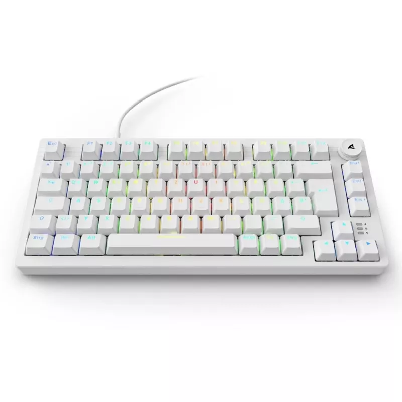 Klaviatūra Sharkoon SGK25 75% QWERTZ USB laidinė RGB LED balta