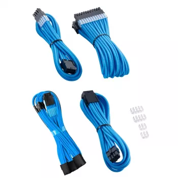 CableMod PRO ModMesh 12VHPWR ilginimo rinkinys – šviesiai mėlyna, 3 vnt. GPU 12+4 kontaktų ilgintuvai