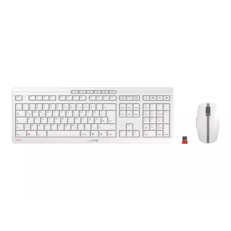 CHERRY Stream Desktop belaidė klaviatūra su pele, RF, QWERTZ, balta