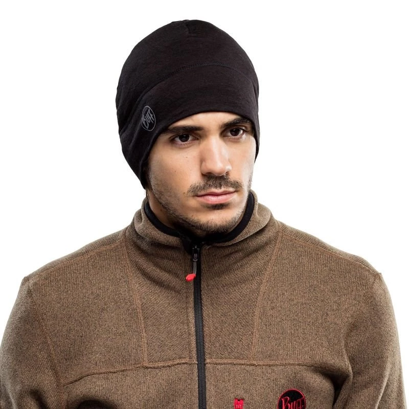 BUFF MERINO LIGHTWEIGHT BEANIE SOLID BLACK onesize kepurė Standartinis