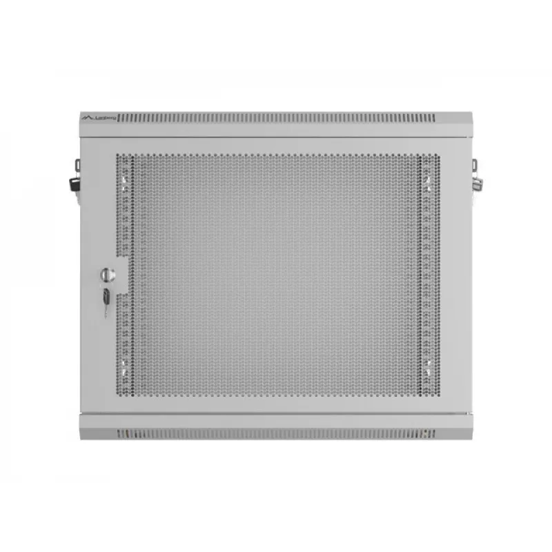19 colių 9U 600x450 pilkas sieninis spintos stovas Lanberg su perforuotomis durelėmis