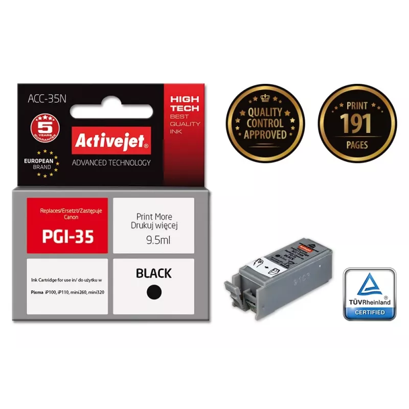 Activejet ACC-35N kasetė (pakaitalas Canon PGI-35; Supreme; 9,5 ml; juoda)