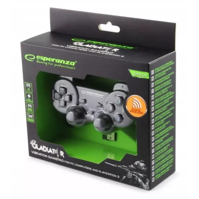 Esperanza EGG108K žaidimų pultas juodas USB 2.0 valdiklis analoginis / skaitmeninis PC, PlayStation 3