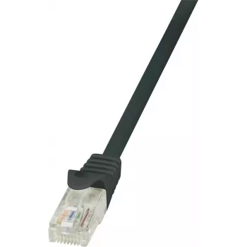 LogiLink CP1083U RJ45 tinklo kabelis, jungiamasis kabelis CAT 5e U/UTP 7,50 m juodas su apsauga nuo užkabinimo