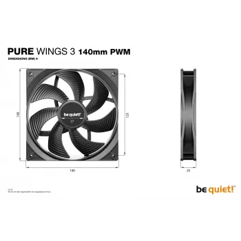 be quiet! Pure Wings 3 140mm PWM ventiliatorius kompiuterio korpusui, 14 cm, juodas, 1 vnt.