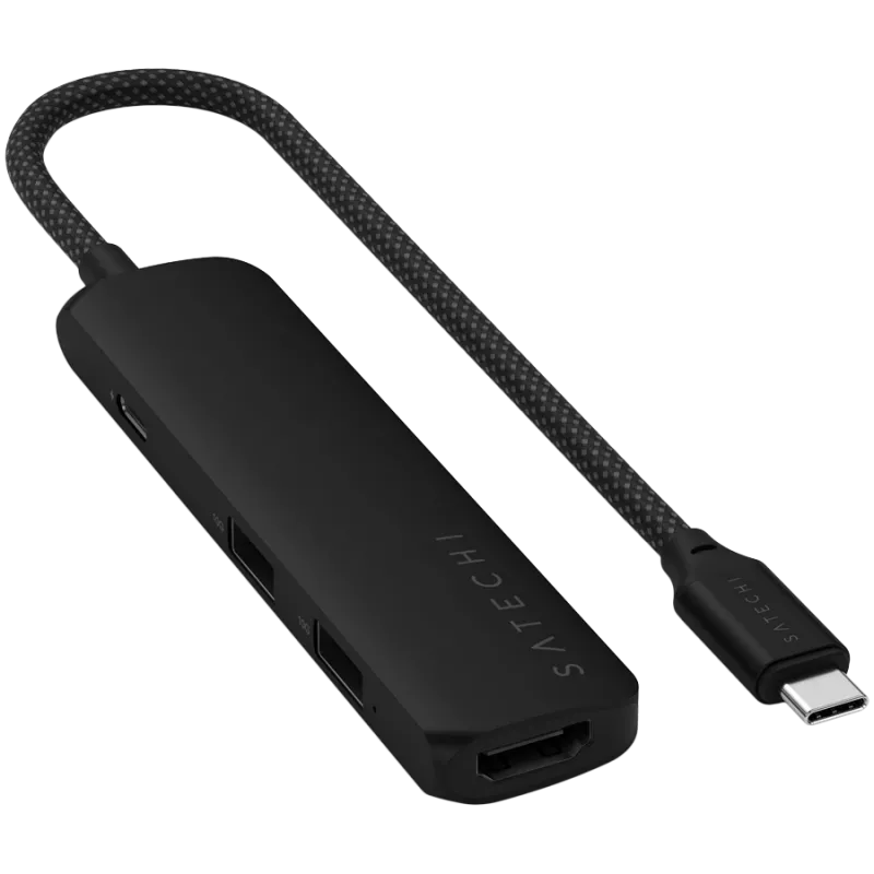 Satechi ST-P4SK USB-C 4-in-1 daugiafunkcis adapteris, juodas