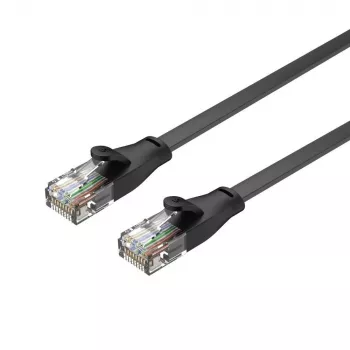 Unitek Ethernet kabelis Cat6 UTP RJ45 5 m, juodas, vientisa gysla, 250 MHz, paauksuoti kontaktai