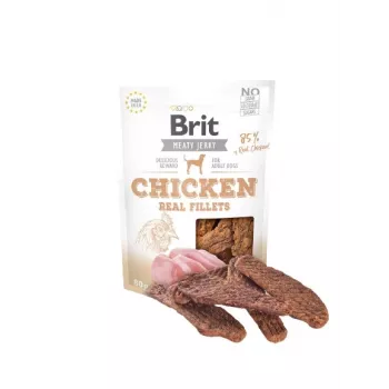 Brit Jerky Snack Vištiena 80 g – sveiki mėsos kąsneliai šunims