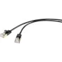 Renkforce RF-4538186 RJ45 tinklo kabelis, jungiamasis kabelis CAT 8.1 F/FTP 0,50 m juodas itin plonas, paauksuoti kištukų kontaktai 1 vnt.