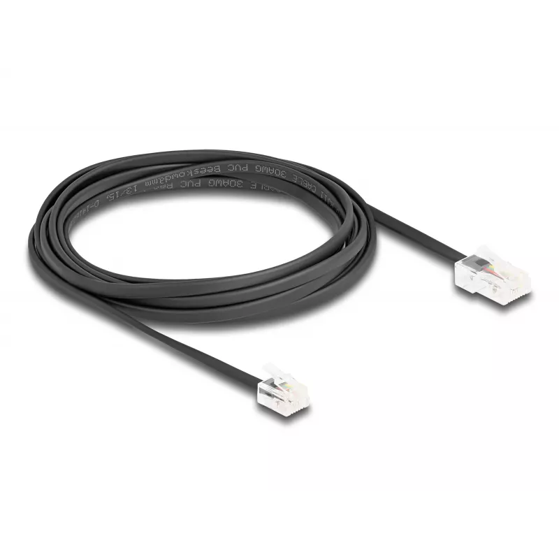 DeLOCK telefono kabelis RJ11 kištukas – RJ45 kištukas, juodas, 3 m