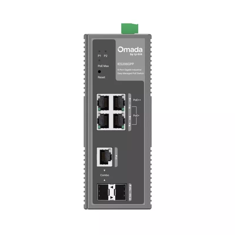 TP-Link IES206GPP valdomas tinklo jungiklis Gigabit Ethernet (10/100/1000) su PoE juoda