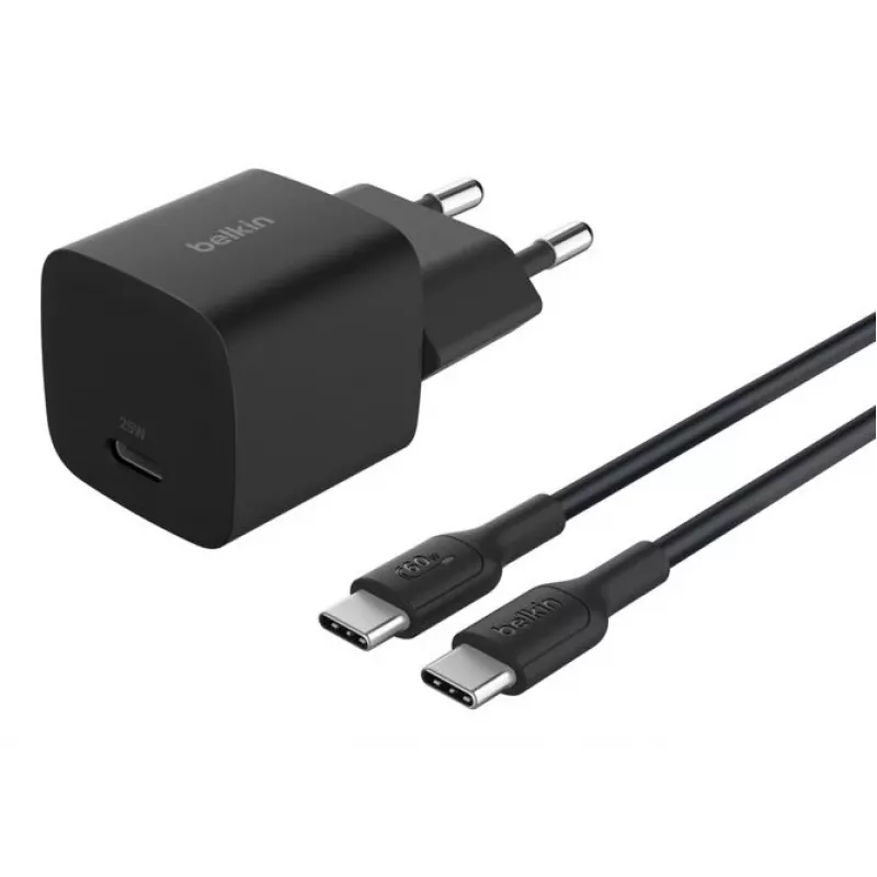 Vidinis AC kroviklis Belkin BoostCharge 25W USB-C PD/PPS, 1 m laidas, juodas