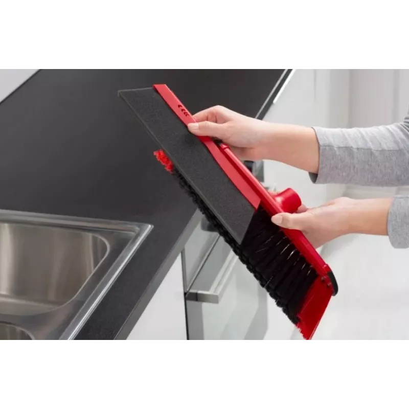 Grindų šluota VILEDA 143703 su rankena, technopolimeras, minkšti/kieti šeriai, vidaus patalpoms, 130 cm, raudona