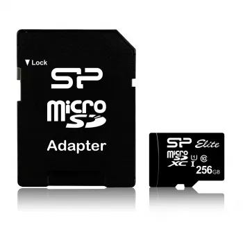 „Silicon Power Elite“ 256GB microSDXC UHS-I Class 10 U1 85MB/s atminties kortelė su SD adapteriu