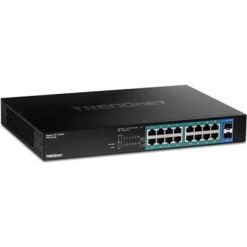 TRENDnet TPE-TG182 - 16 prievadų Gigabit PoE+ jungiklis su 2 SFP lizdais - montuojamas į stelažą - PoE+ (240 W)