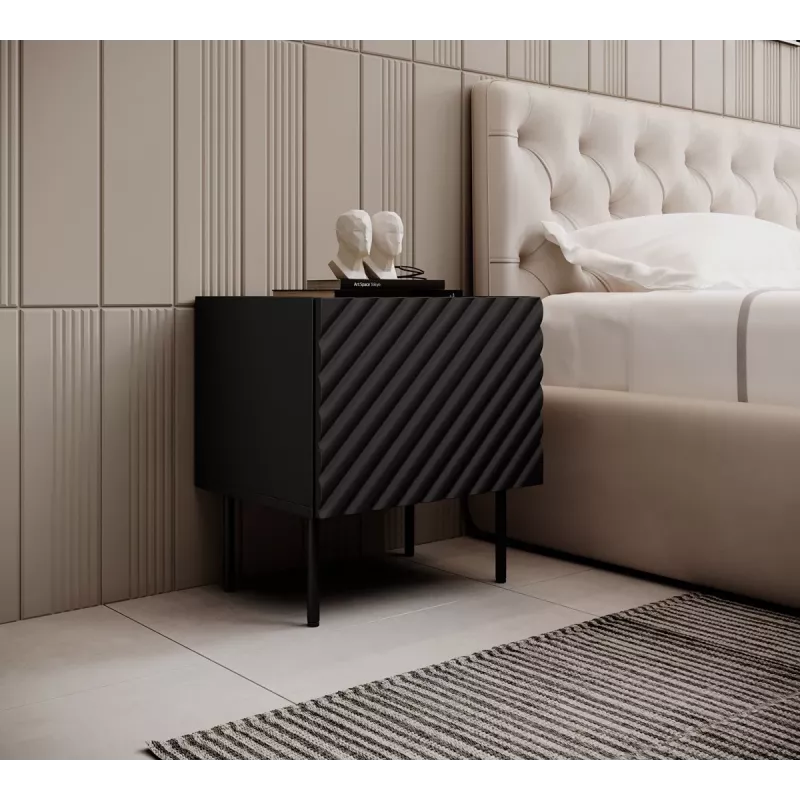 Nakties staliukas Cama ONDA 50x40x54 cm juodas MDF/medžio drožlių plokštė 2 vnt. rinkinys
