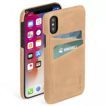 Krusell Sunne 2 Card dėklas iPhone XS Max 16,5 cm smėlio spalvos
