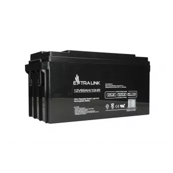 Švino rūgšties akumuliatorius Extralink AGM 12V 65Ah, sandarus, VRLA, juodas, 1 vnt.