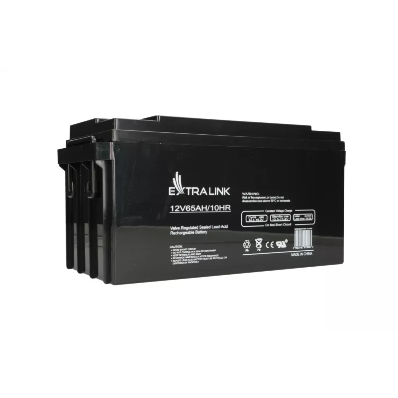 Švino rūgšties akumuliatorius Extralink AGM 12V 65Ah, sandarus, VRLA, juodas, 1 vnt.