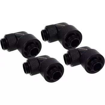 Eiszapfen 16/10mm įsukama jungtis 90° pasukama G1/4, juoda, minkštoms žarnoms (PVC, silikonas, neoprenas)