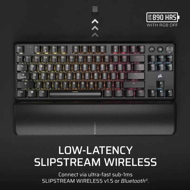 Corsair K70 CORE TKL klaviatūra žaidimams USB + RF belaidis + Bluetooth QWERTZ vokiška juoda