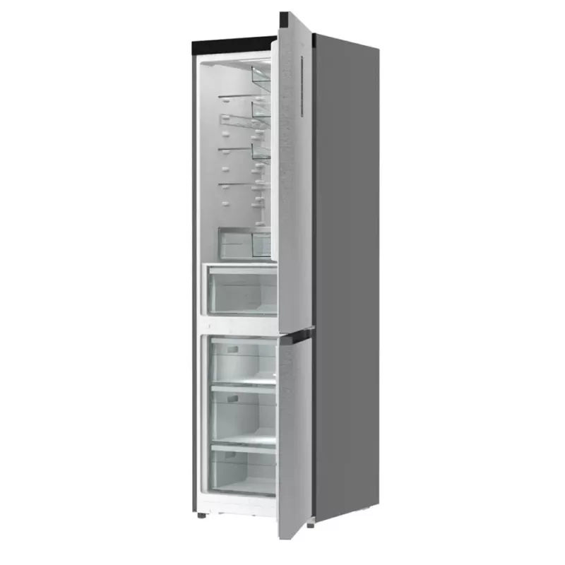 Šaldytuvas su šaldikliu Gorenje NRB620E61X4WFE, laisvai pastatomas, nerūdijančio plieno, bendras tūris 340 L, NoFrost, LED ekranas
