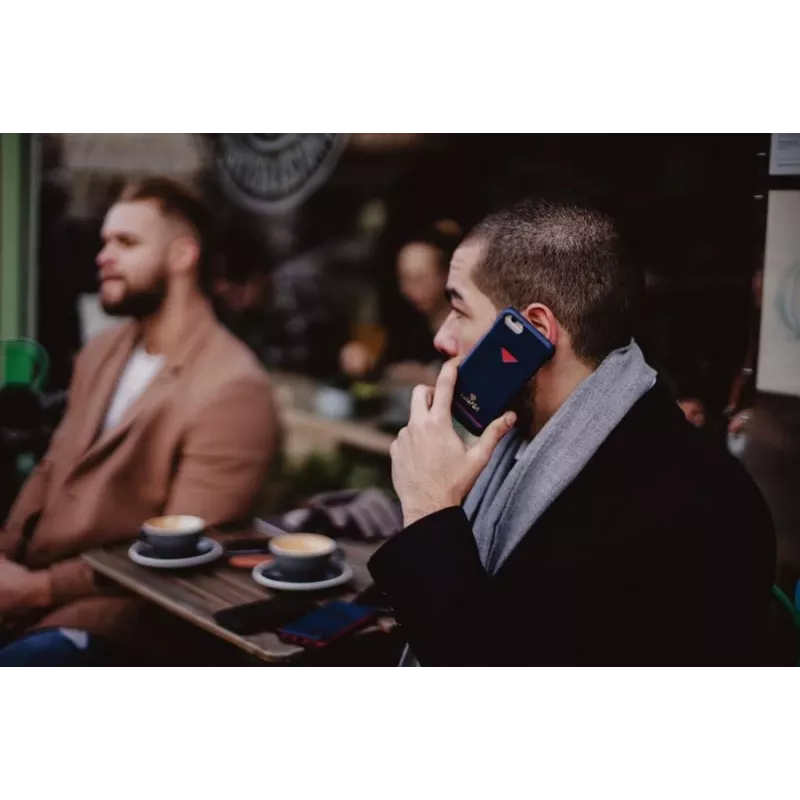 VixFox dėklas su kortelių kišene iPhone XSMAX, tamsiai mėlynas, nugara su integruota kortelių laikykle