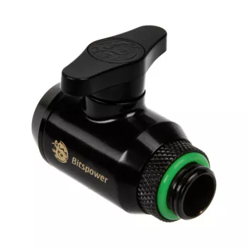 Bitspower Stopcock 1x F 1/4 colio ir 1x G1/4 colio vyriškas, pasukamas - matinė juoda