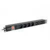LANBERG PDU-04E04I-0200-BK maitinimo skirstytuvas 4× C13, 16 A, 220–250 V, 2 m laidas, 1U horizontalus, juodas