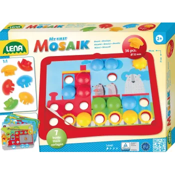 Edukacinis mozaikos rinkinys Lena My First Mozaic Traffic model 35633 – lentelė su smeigtukais transporto paveikslėliams