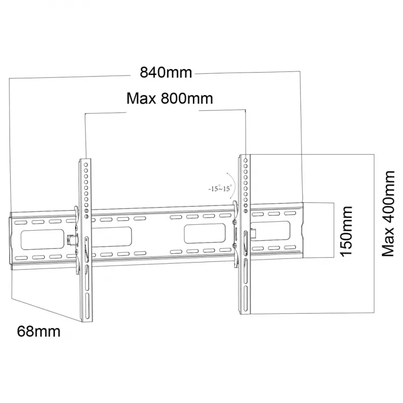 TV laikiklis prie sienos MACLEAN MC-422 43–100 colių, VESA iki 800x400, apkrova 120 kg