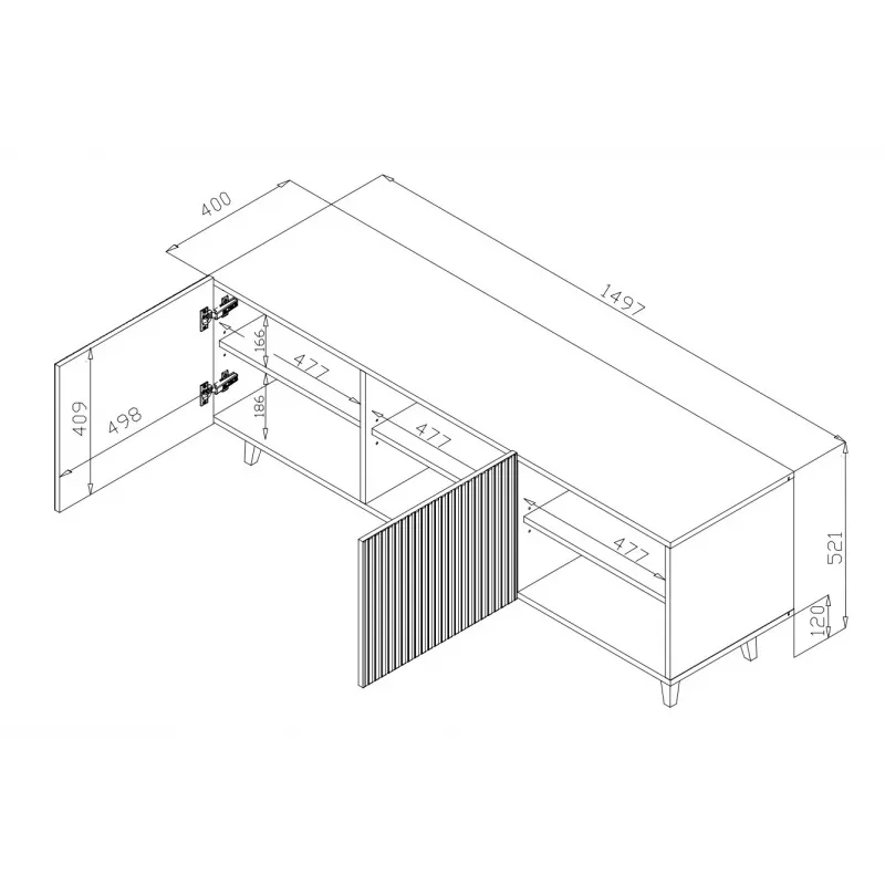 Cama RTV spintelė PAFOS 150x42x52 baltas matinis
