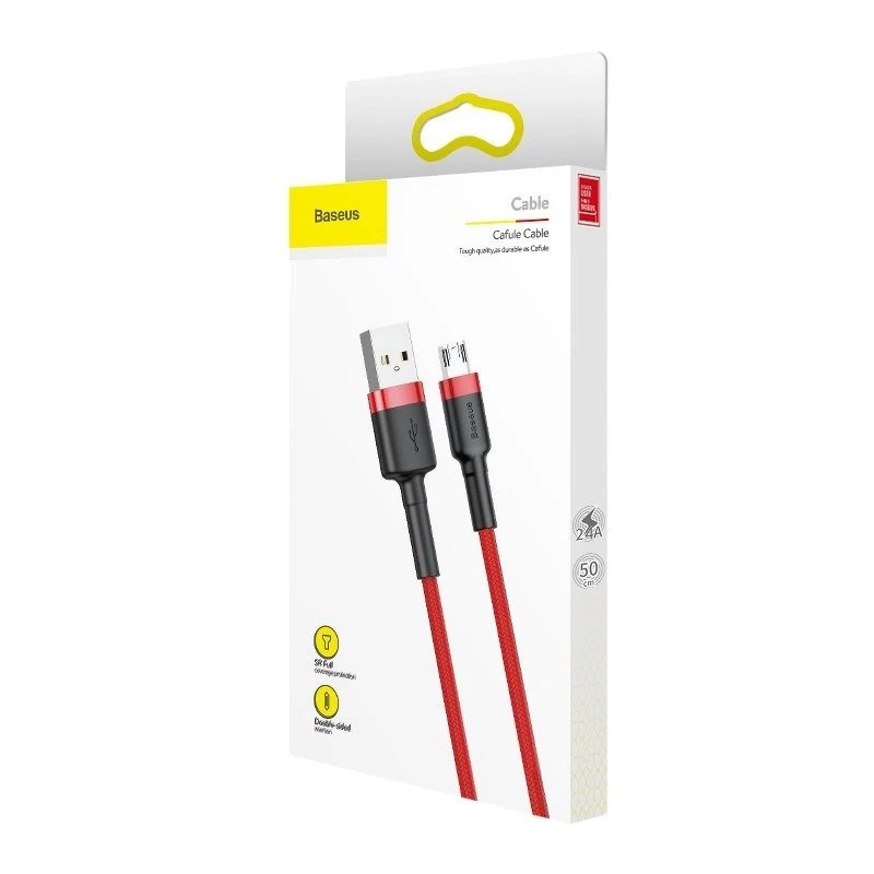 USB laidas Baseus CAMKLF-C09 2m USB A Micro-USB B Raudonas