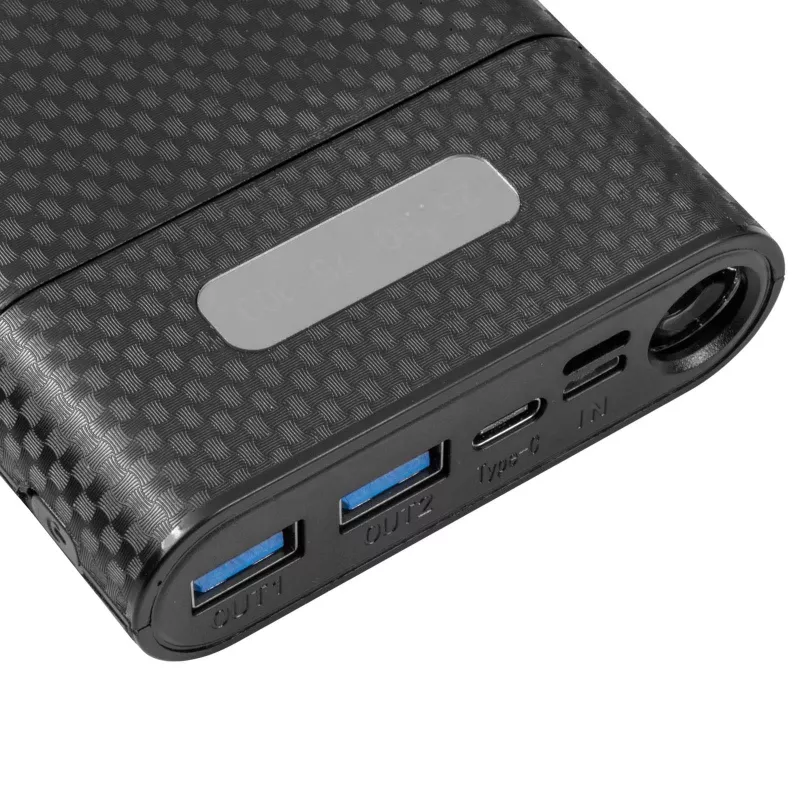 Akyga AK-BC-04 išorinės baterijos korpusas 8x 18650 Li-Ion elementams, 18 W, USB-C + 2x USB-A, LED žibintuvėlis, juodas